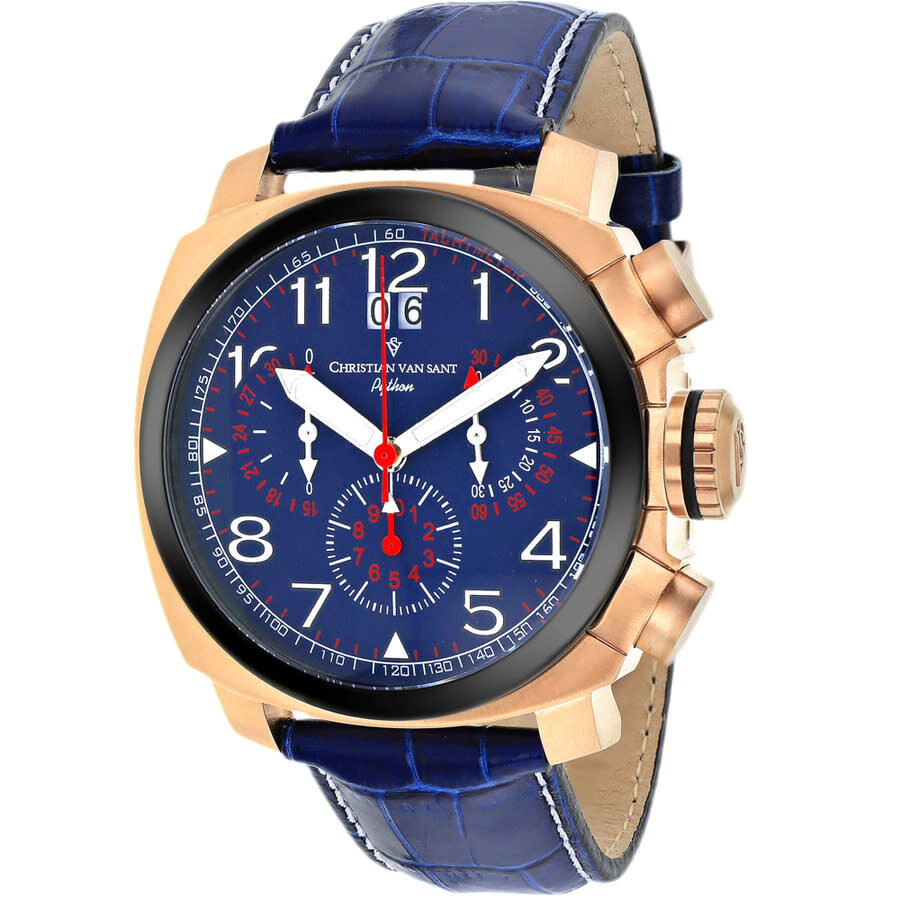 Christian Van Sant Grand Python Quartz Blue Dial Mens Watch Cv3au5 In Blue / Gold Tone / Rose / Rose Gold Tone