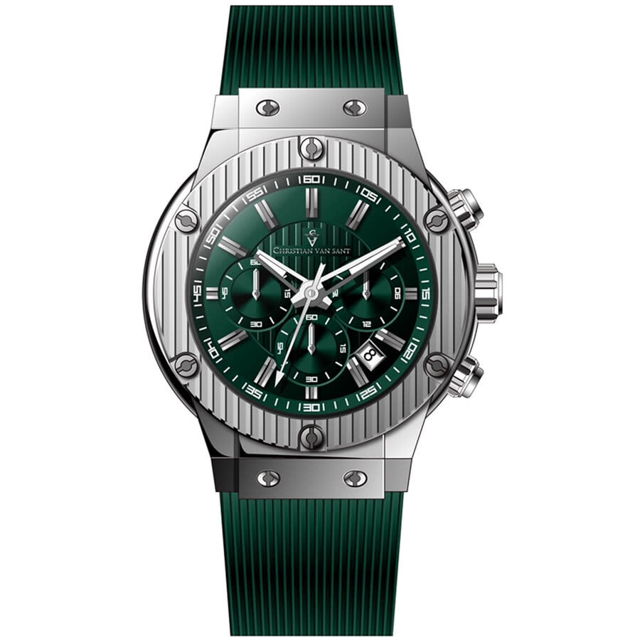 Shop Christian Van Sant Monarchy Chronograph Quartz Green Dial Men's Watch Cv8143