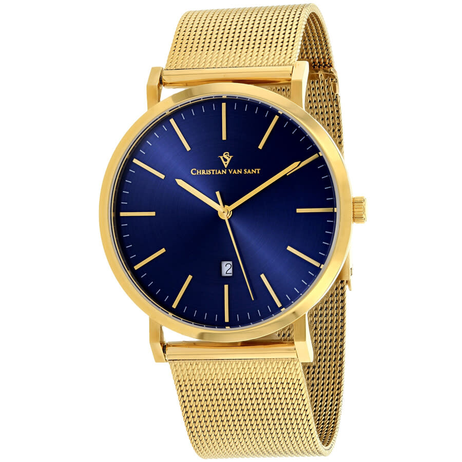 Shop Christian Van Sant Paradigm Quartz Blue Dial Men's Watch Cv4324 In Blue / Gold Tone / Yellow