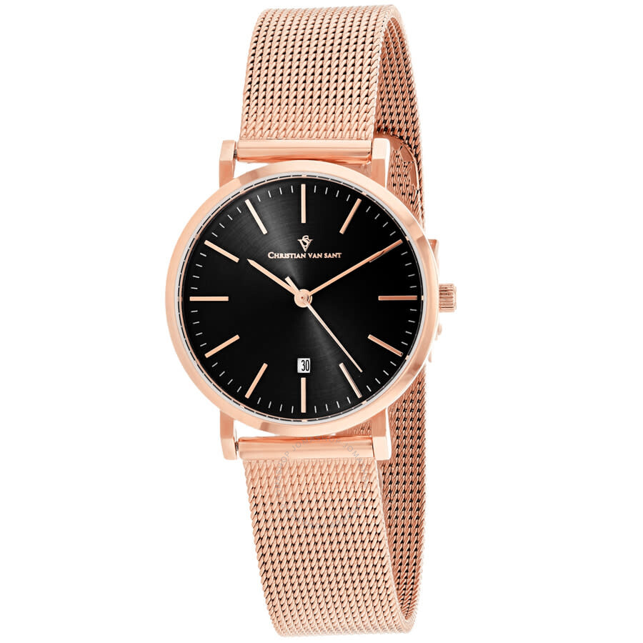 Christian Van Sant Paradigm Quartz Black Dial Ladies Watch Cv4221 In Black / Gold Tone / Rose / Rose Gold Tone