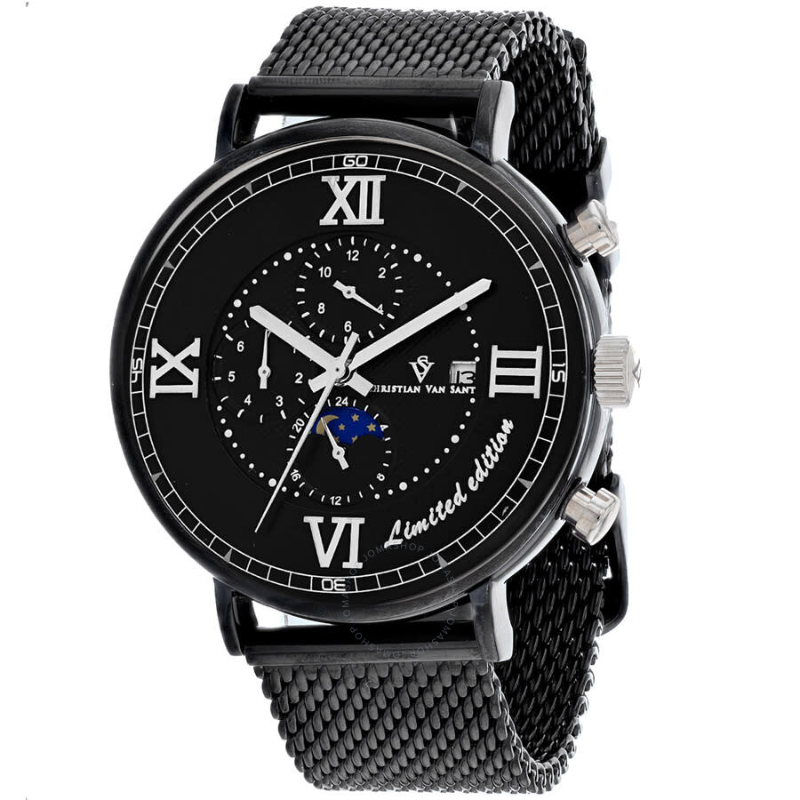 Shop Christian Van Sant Somptueuse Ltd Chronograph Automatic Black Dial Men's Watch Cv1159