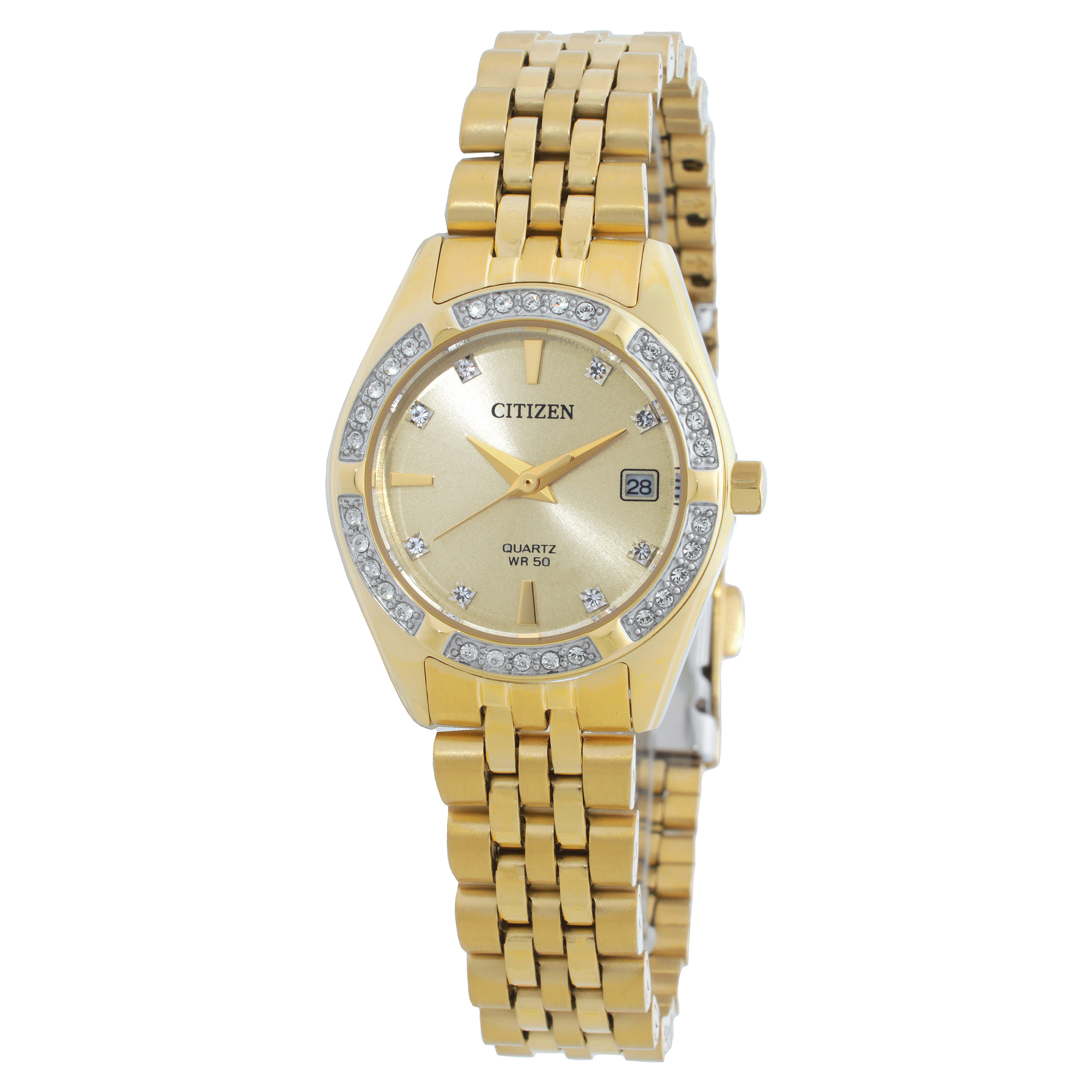 Citizen AQ Quartz Crystal Gold Dial Ladies Watch EU6062-50Q