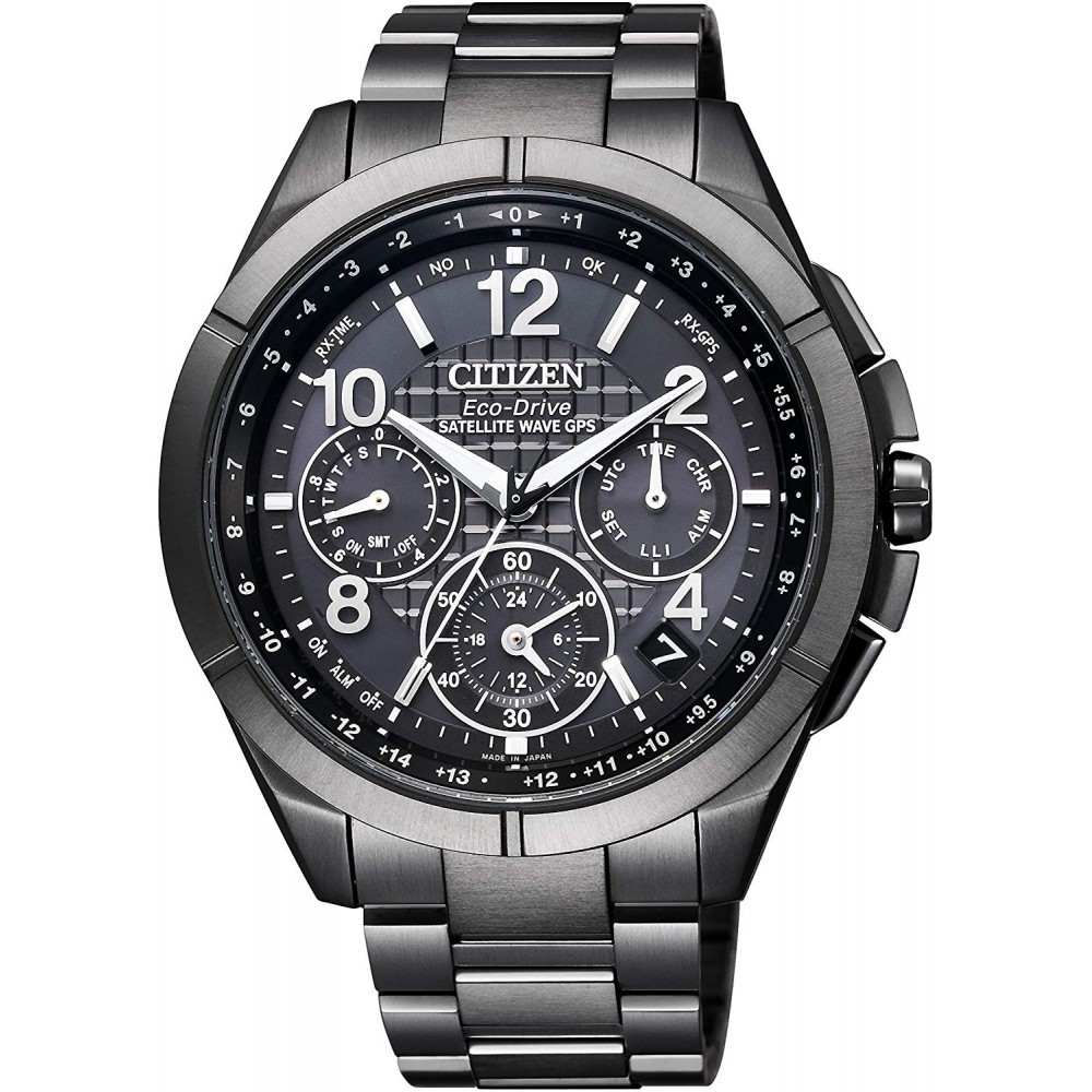 Citizen Attesa Perpetual Alarm World Time Chronograph Black Dial Men's Watch CC9075-52F