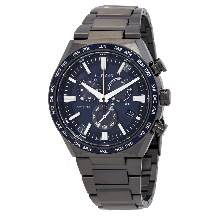 Citizen Attesa Perpetual Alarm World Time Chronograph Blue Dial