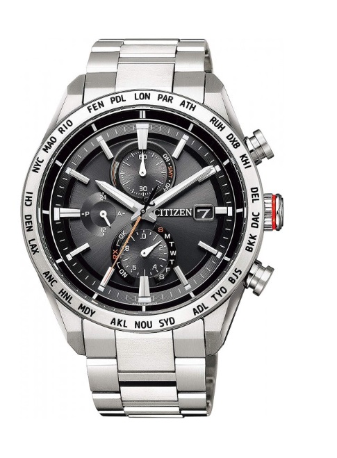 Citizen Attesa Perpetual Alarm World Time Chronograph GMT Black Dial Men's Watch AT8181-63E