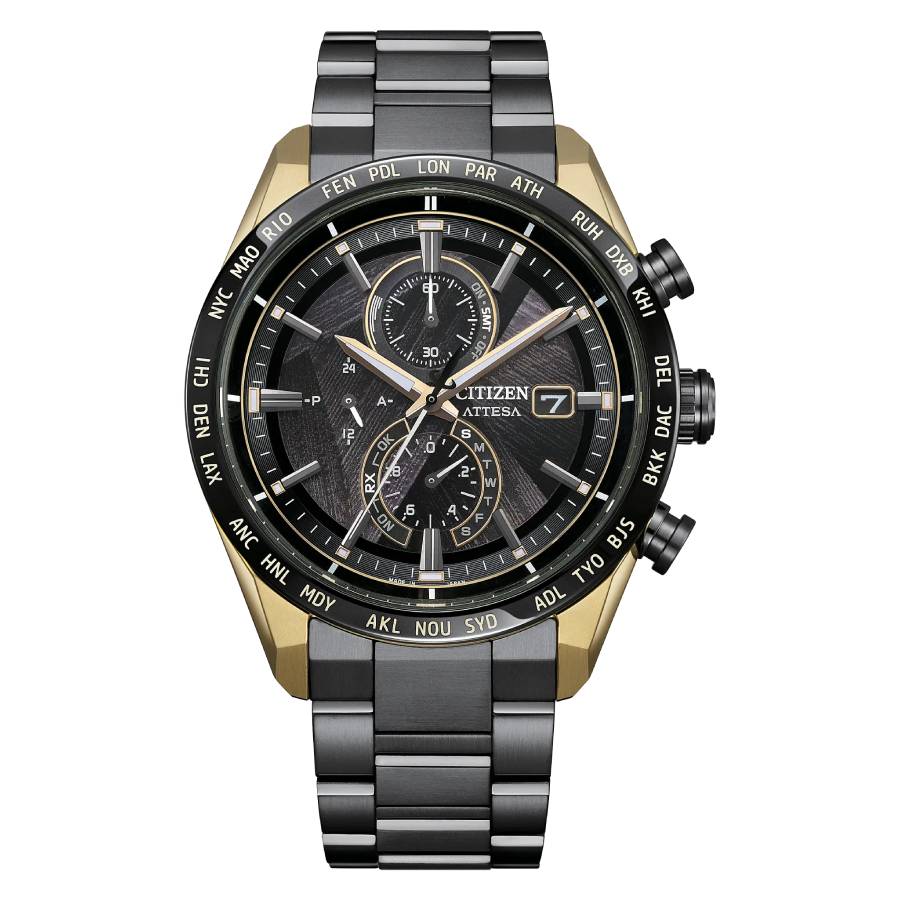 Citizen Attesa Perpetual Alarm World Time Chronograph GMT Men's Watch AT8384-58E