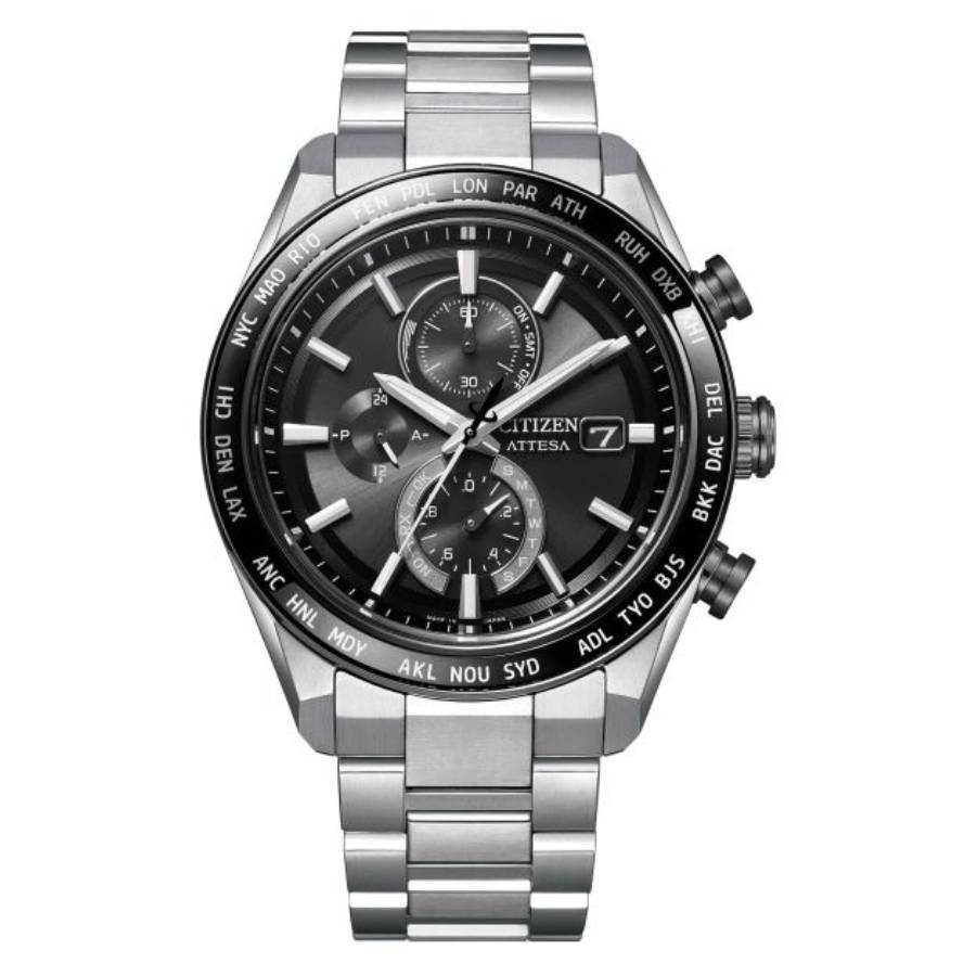 Citizen Attesa Perpetual Chronograph Black Dial Men's Watch AT8295