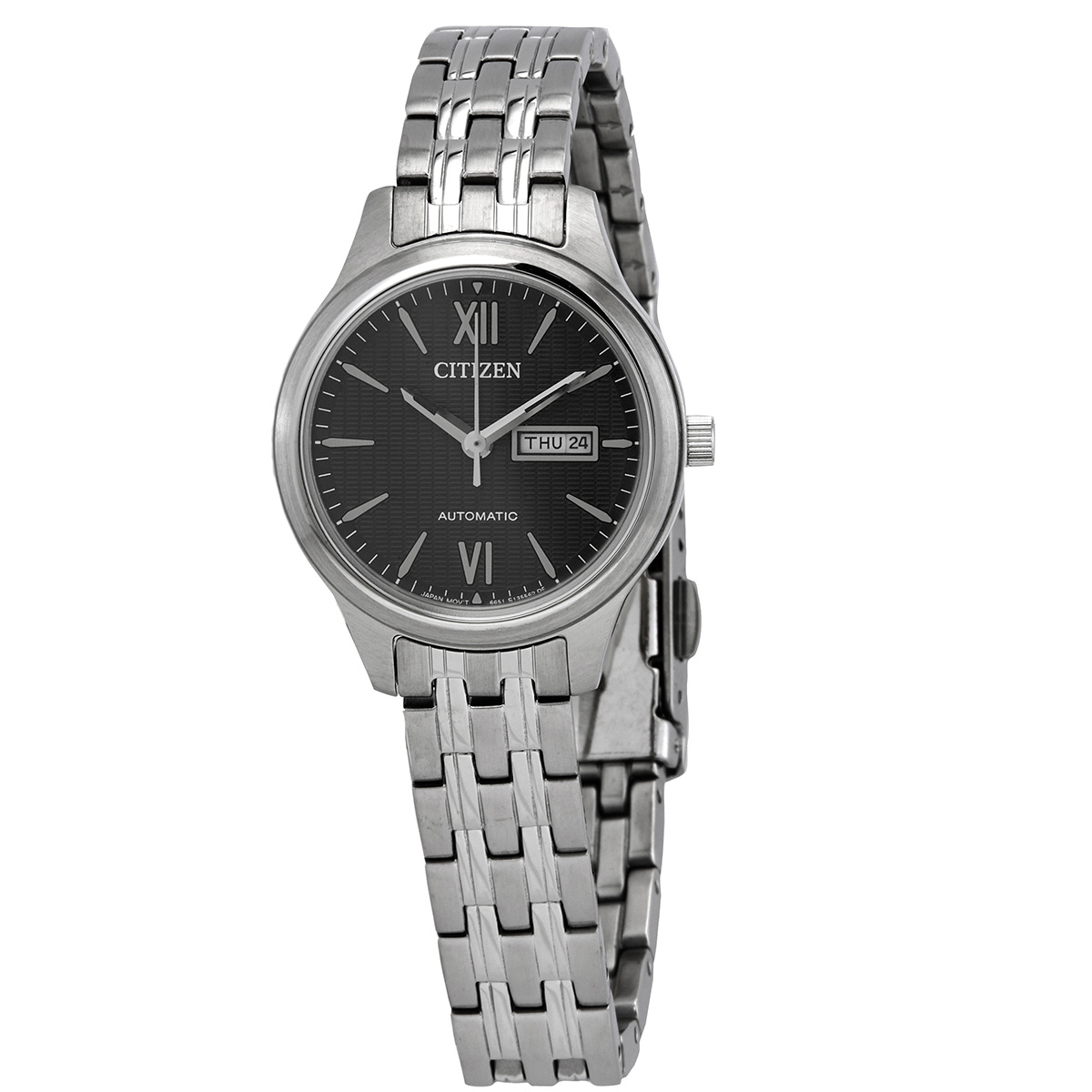 Citizen Automatic Day-Date Black Dial Stainless Steel Ladies Watch PD7130-51E