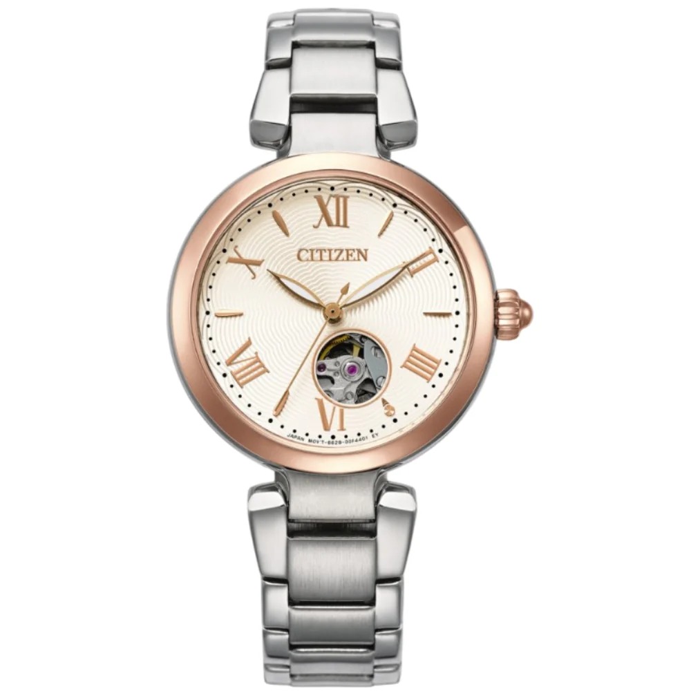 Citizen Automatic White Open Heart Dial Ladies Watch PR1054-67A