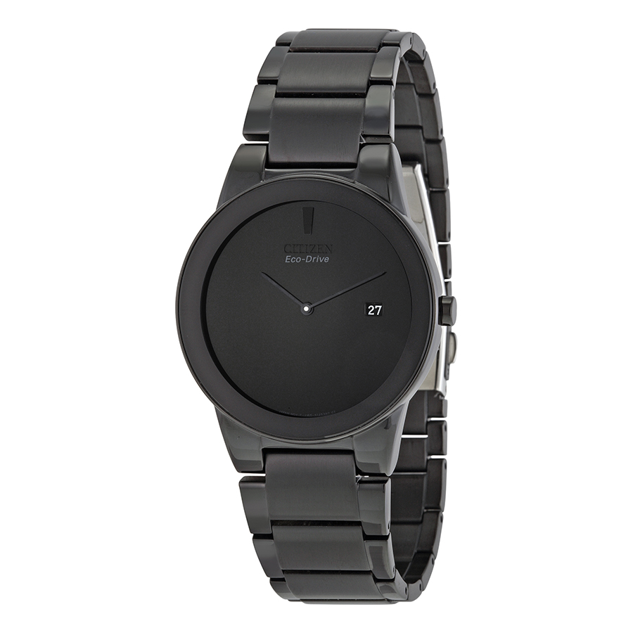 Citizen Axiom Eco Drive Black Dial Black Ion-plated Men's Watch