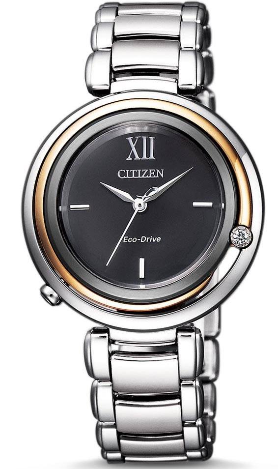 Citizen Diamond Black Dial Black Dial Ladies Watch EM0658-87E