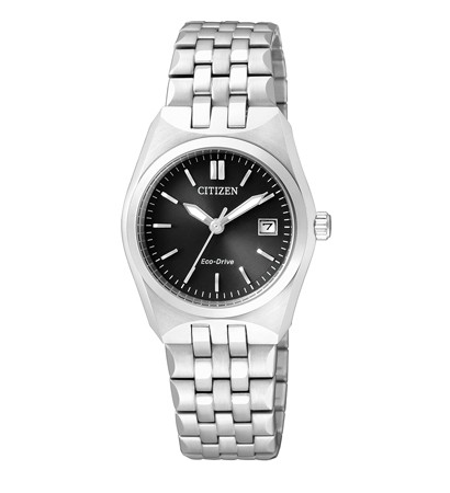 Citizen Eco-Drive Black Dial Stainless Steel Ladies Watch EW2290-62E