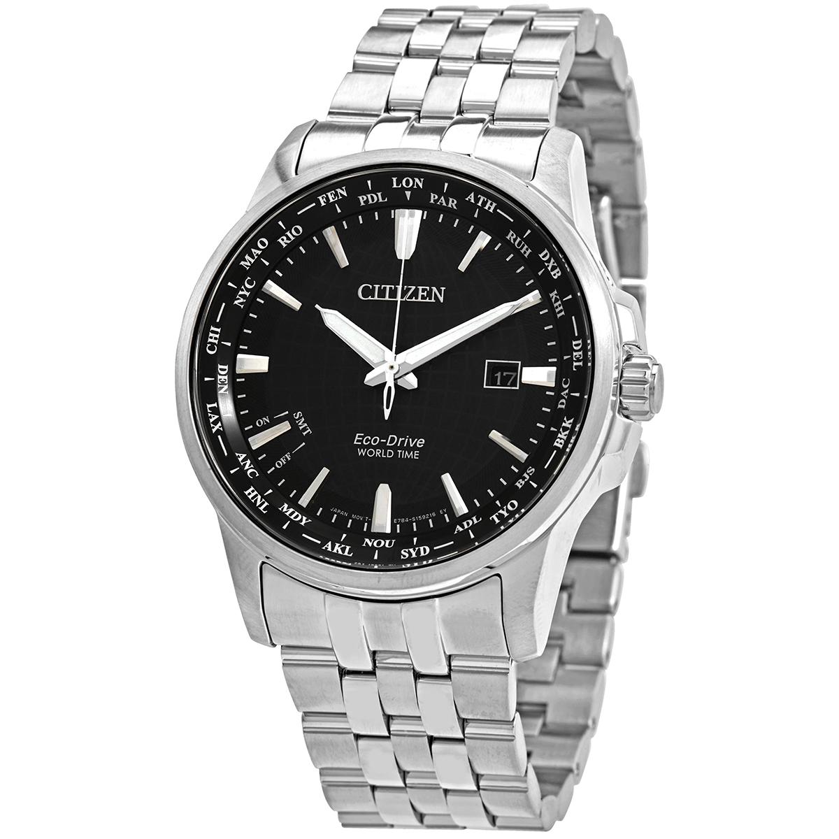 Citizen Brycen World Time Black Dial Stainless Steel Men's Watch BX1000-57E