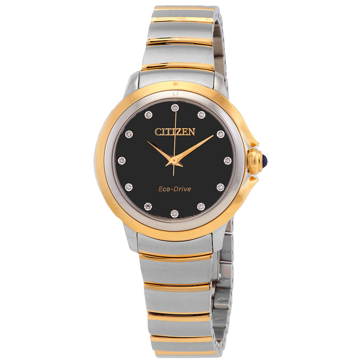 Citizen Ceci Diamond Black Dial Two-Tone Ladies Watch EM0954-50E