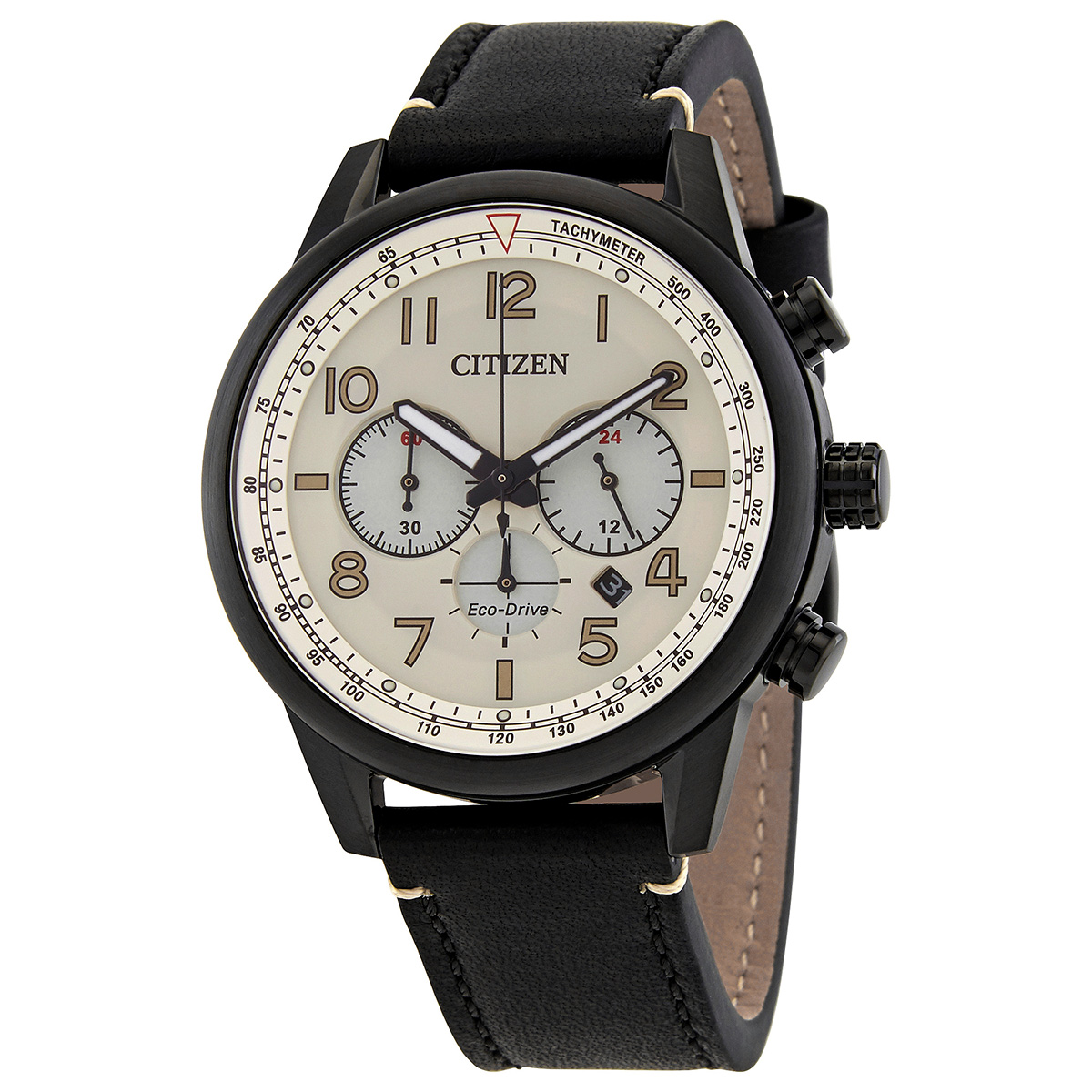 Citizen Chronograph Beige Dial Black-plated Men's Watch CA4425-10X