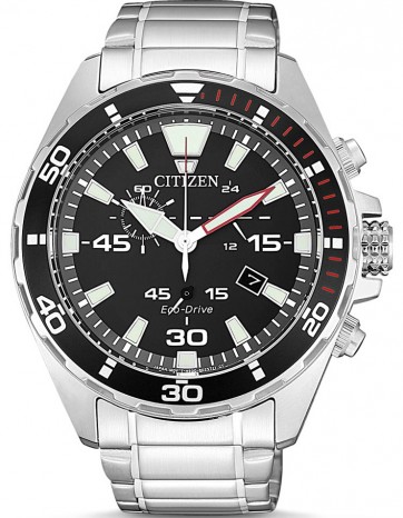 Citizen Chronograph Black Dial Stainless Steel Men's Watch AT2430-80E