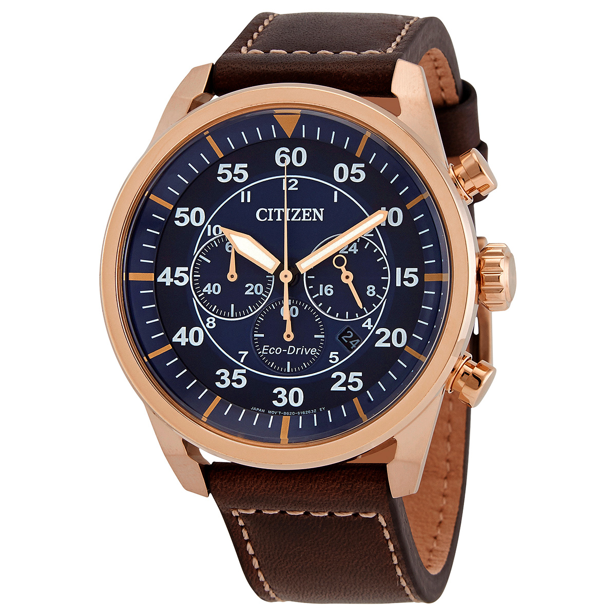 Citizen Chronograph Blue Dial Brown Leather Men's Watch CA4213-26L