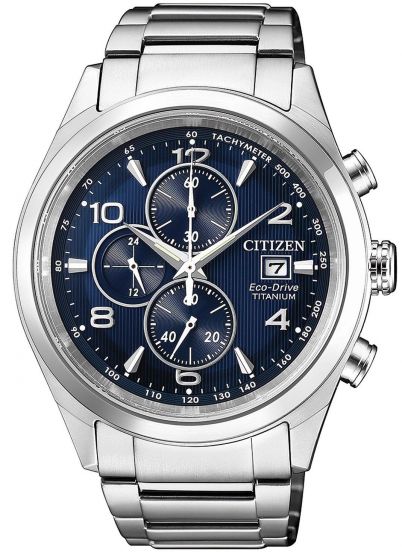 【B級品】CITIZEN Eco-Drive 腕時計 チタニウム メンズ Citizen Eco-Drive Chronograph Blue Dial Titanium Men's Watch