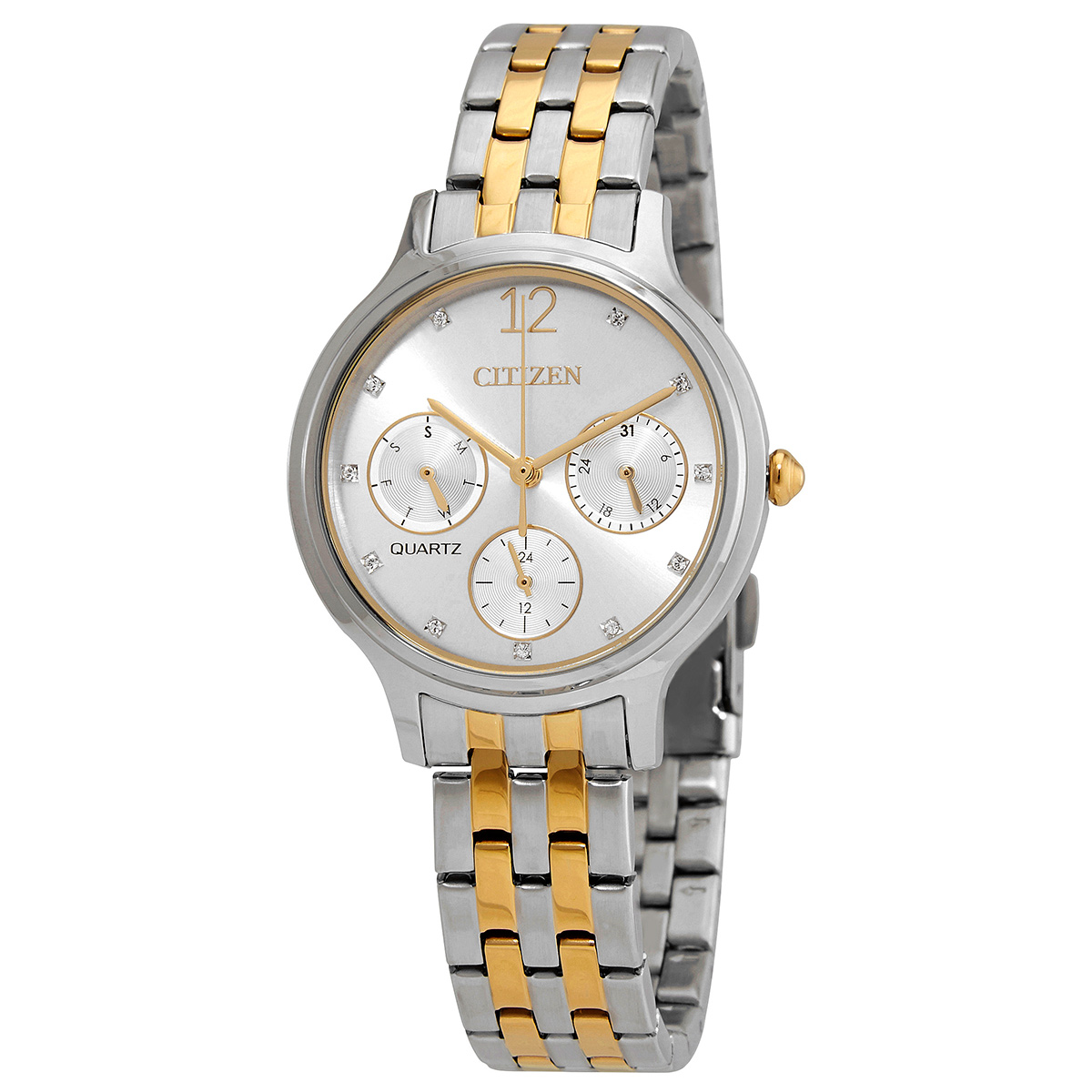 Citizen Chronograph Quartz Crystal Silver Dial Ladies Watch ED8184-51A