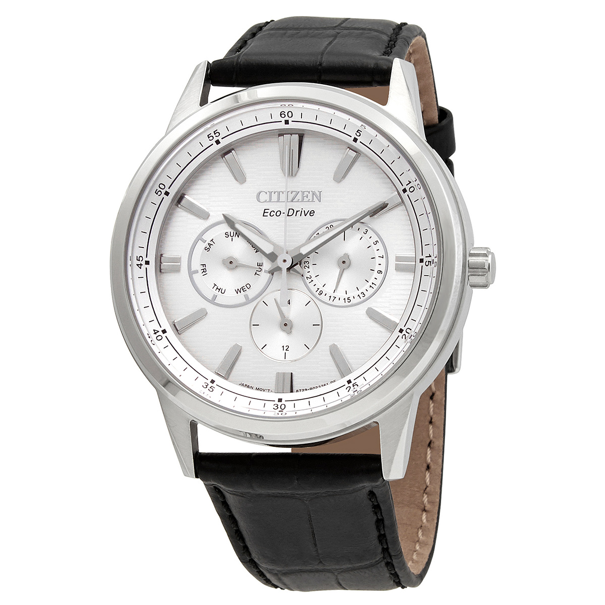 Citizen Chronograph Silver Dial Black Leather Men's Watch BU2071-01A