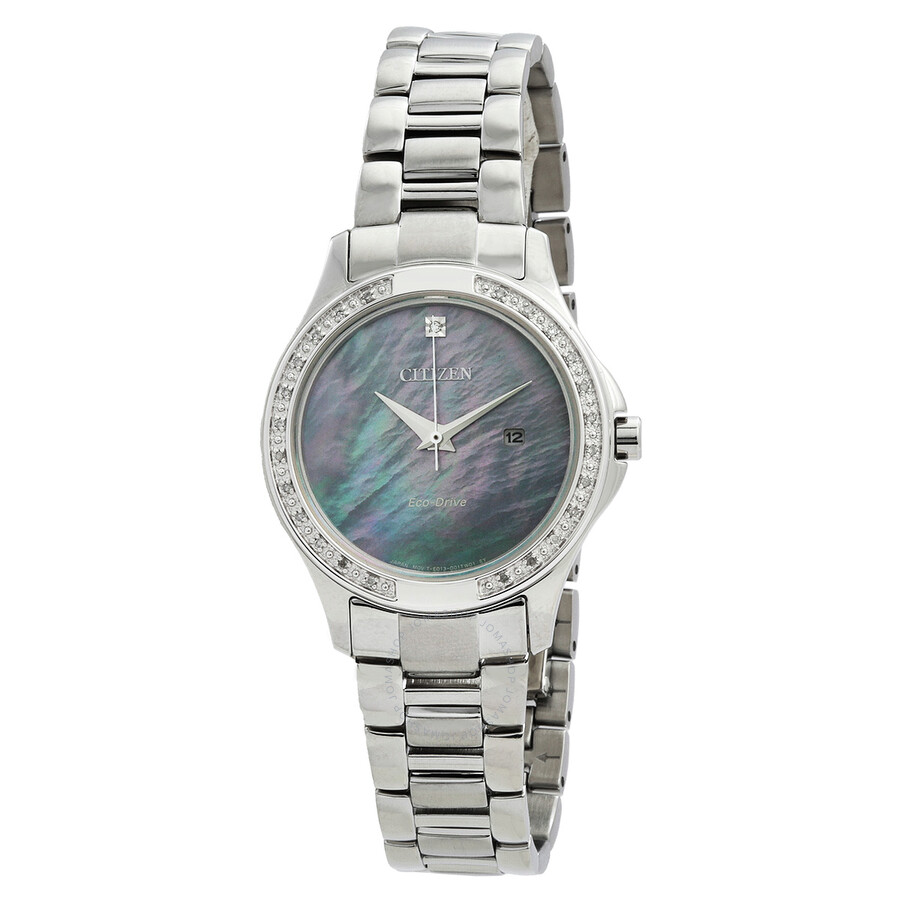 Citizen Classic Eco-drive Crystal Mother Of Pearl Dial Ladies Watch Ew2640-54y In Metallic