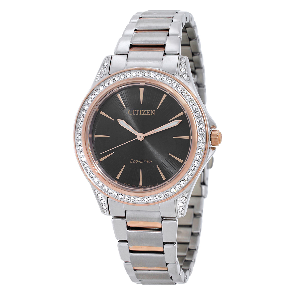 Citizen Crystal Black Dial Ladies Watch EM0946-58E