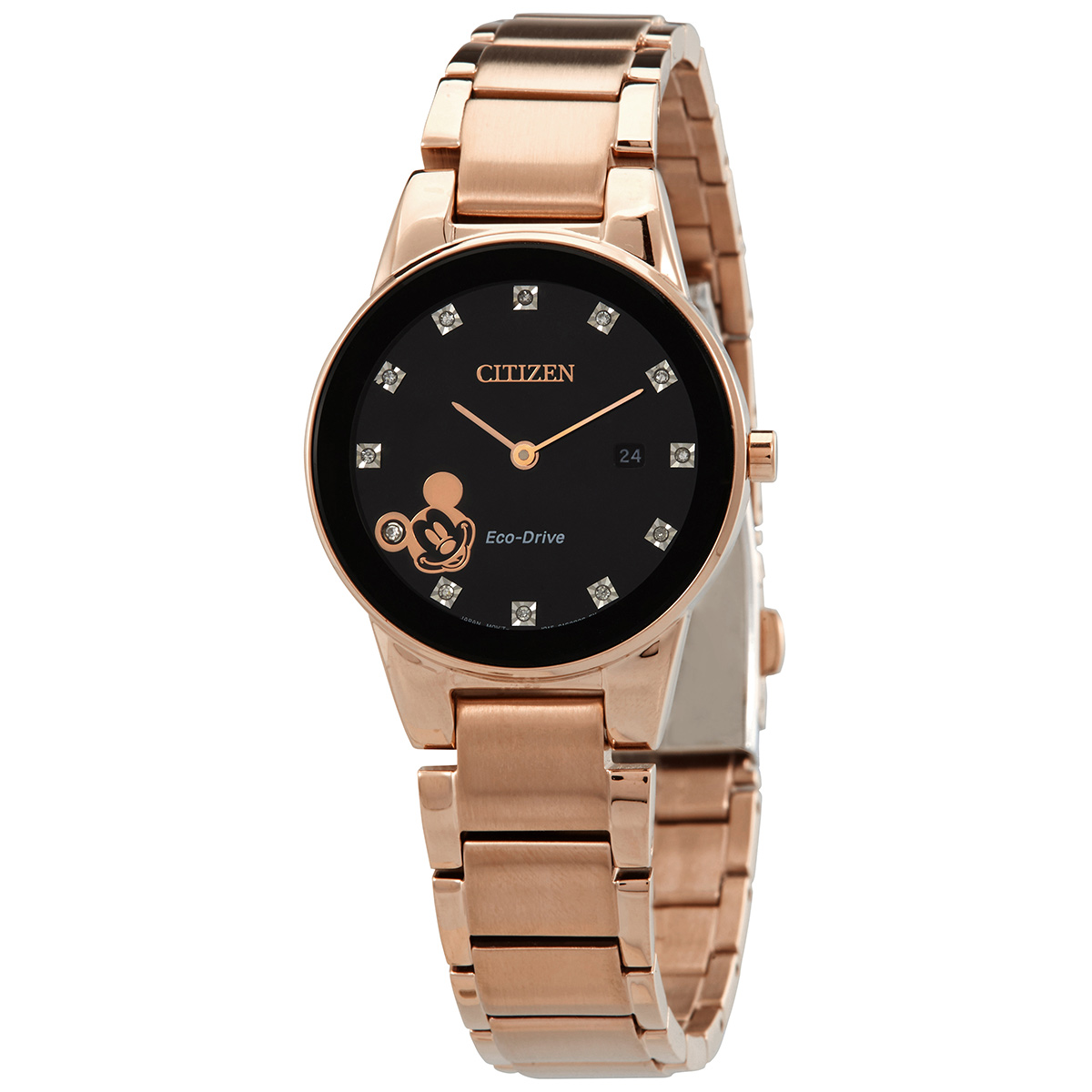 Citizen Disney Mickey Mouse Diamond Black Dial Ladies Watch GA1056-54W