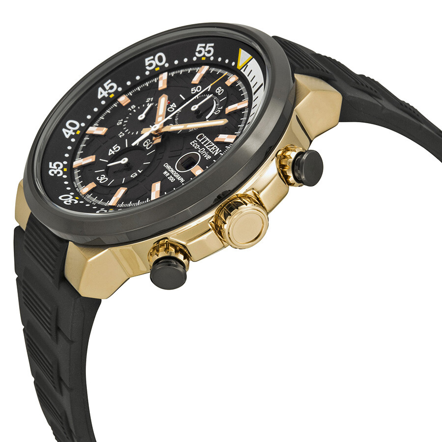 Citizen Eco Drive Endeavor Black Dial Black Polyurethane Strap Men's