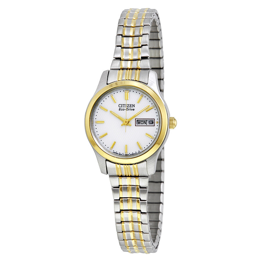 Citizen EcoDrive Expansion White Dial Twotone Ladies Watch EW315490A