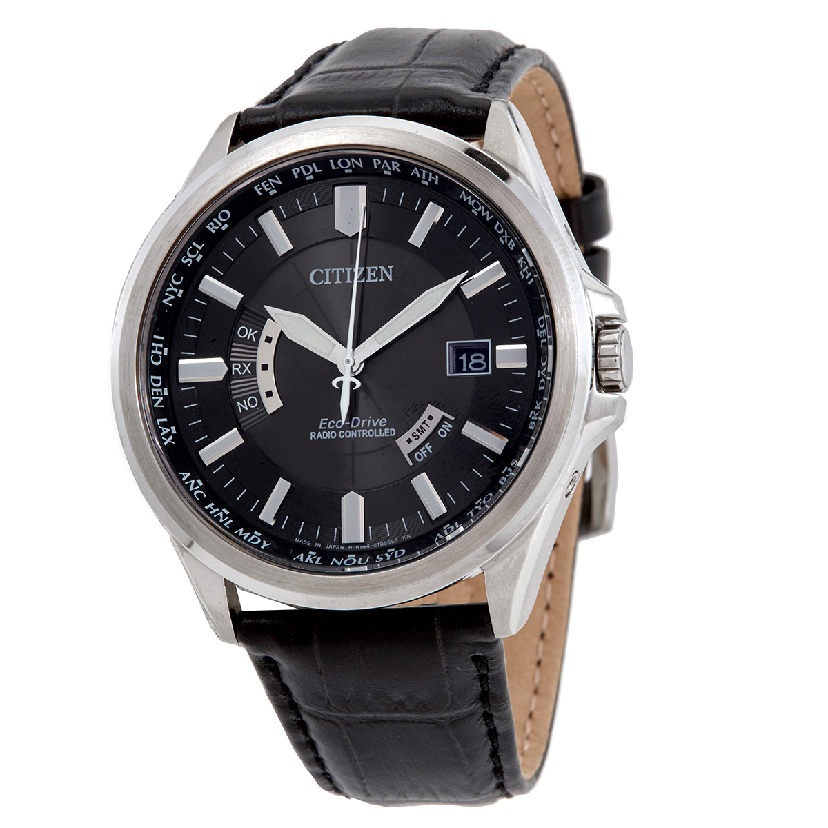 Citizen Eco-Drive Black Dial Black Leather Men's Watch CB0011-00E - Watches  - Jomashop