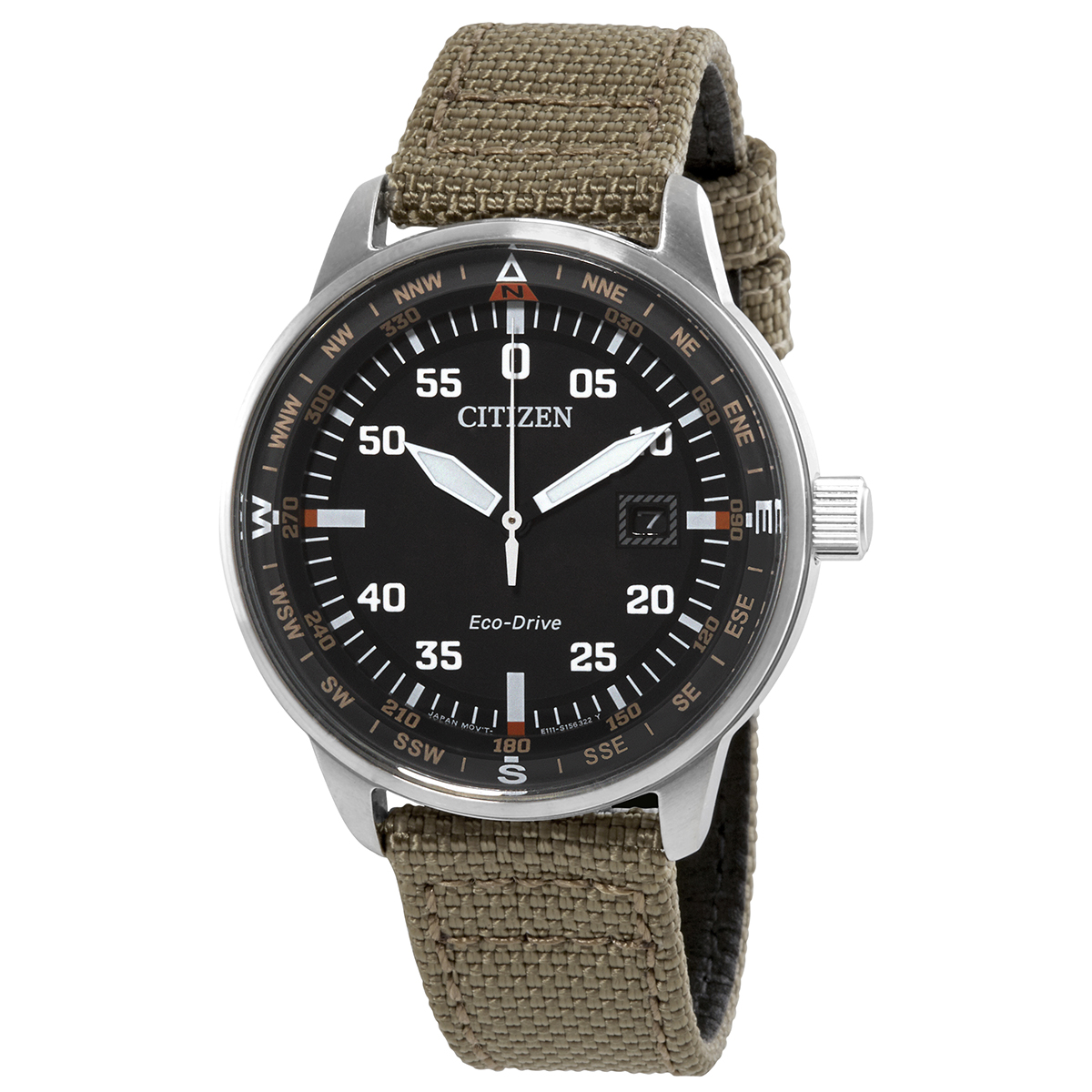 Citizen Eco-Drive Black Dial Brown Fabric Men's Watch BM7390-06E BM7390-06E  013205141614 - Citizen, Eco-Drive - Jomashop