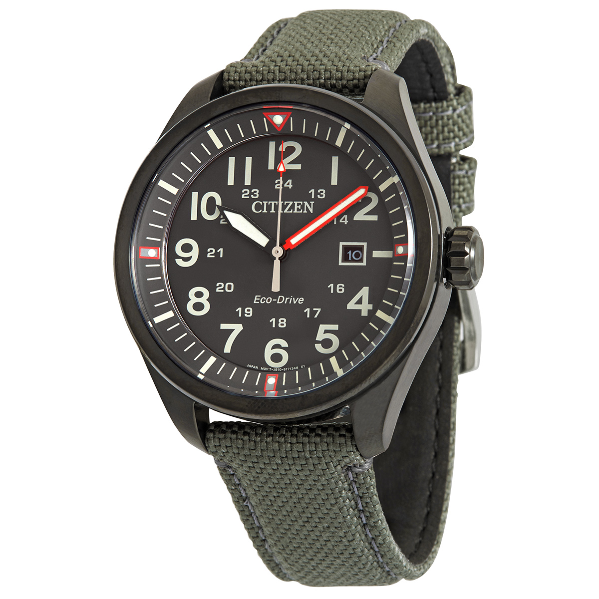 Citizen Eco-Drive Black Dial Green Nylon Men's Watch AW5005-39H