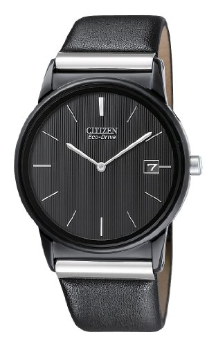 Citizen Eco-Drive Black Dial Leather Strap Men's Watch AU1035-08E