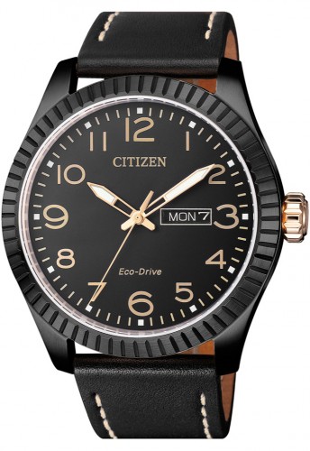 Citizen Eco-Drive Black Dial Black Leather Men's Watch BM8538-10E