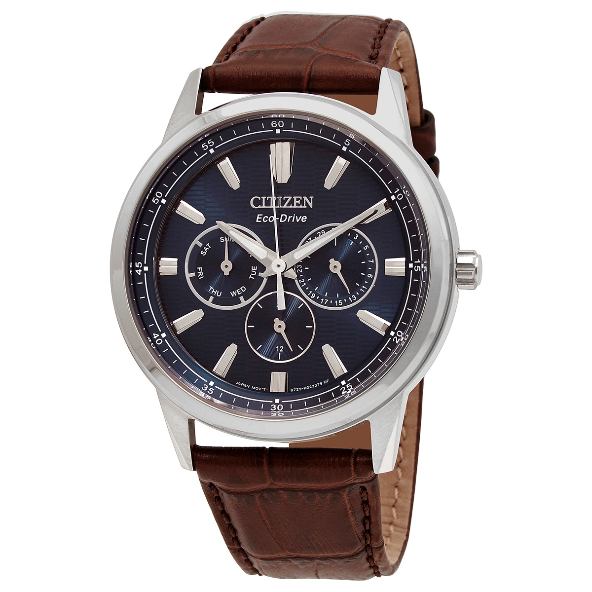 Citizen Eco-Drive Blue Dial Brown Leather Men's Watch BU2071-10L