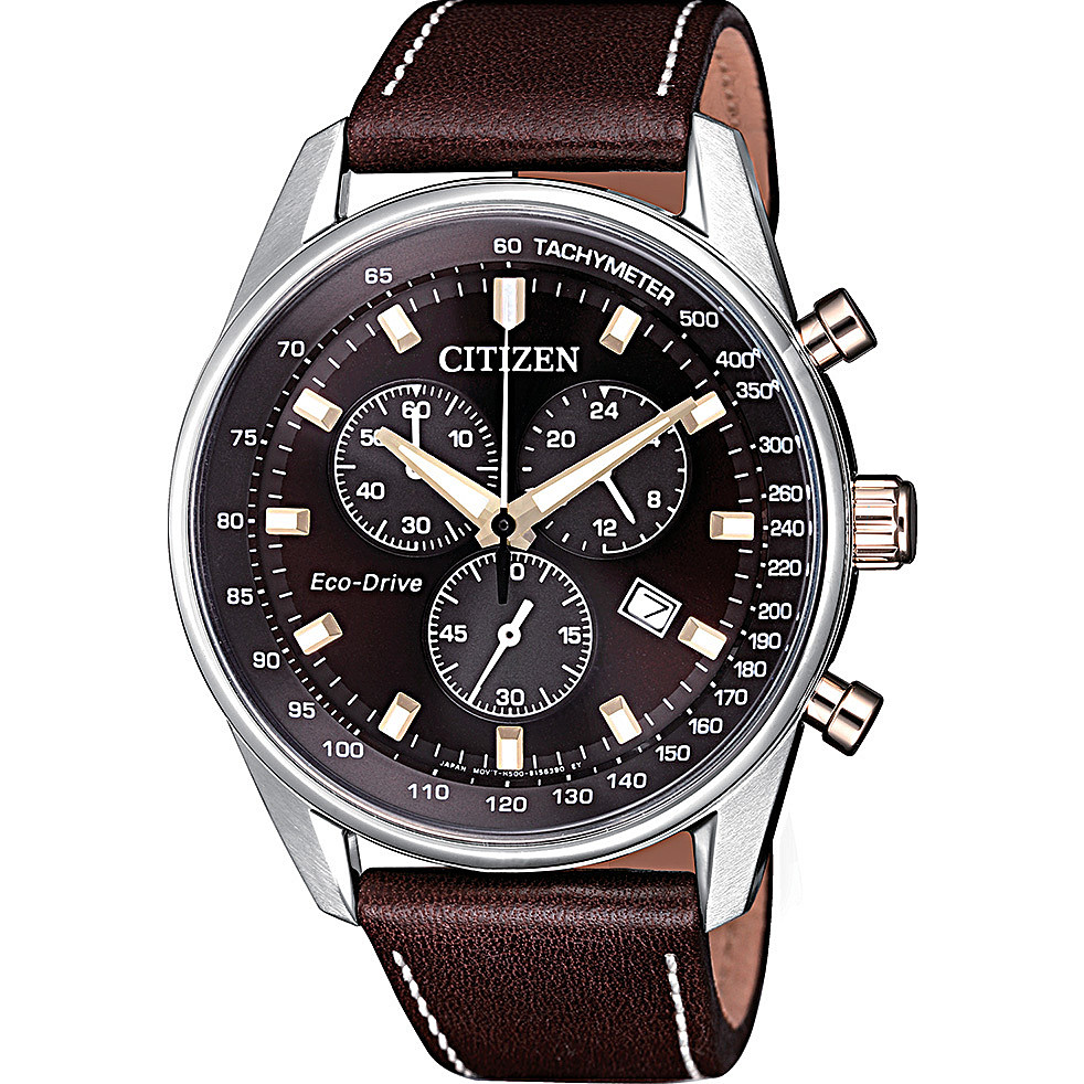 Citizen Eco-Drive Chronograph Brown Dial Watch AT2396-19X