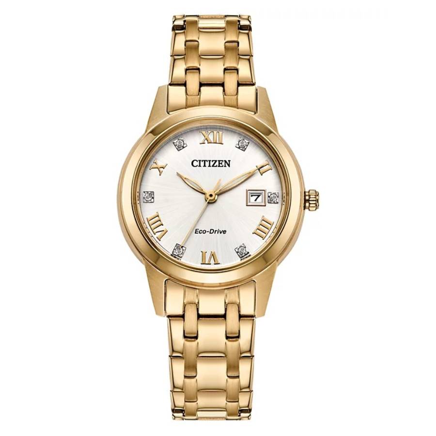Citizen Eco-Drive Crystal Silver Dial Ladies Watch FE1243-59A