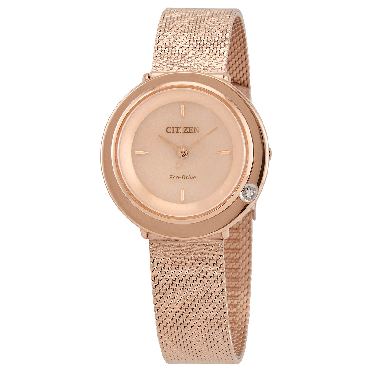 Citizen Eco-Drive Diamond Light Pink Dial Ladies Watch EM0643-84X