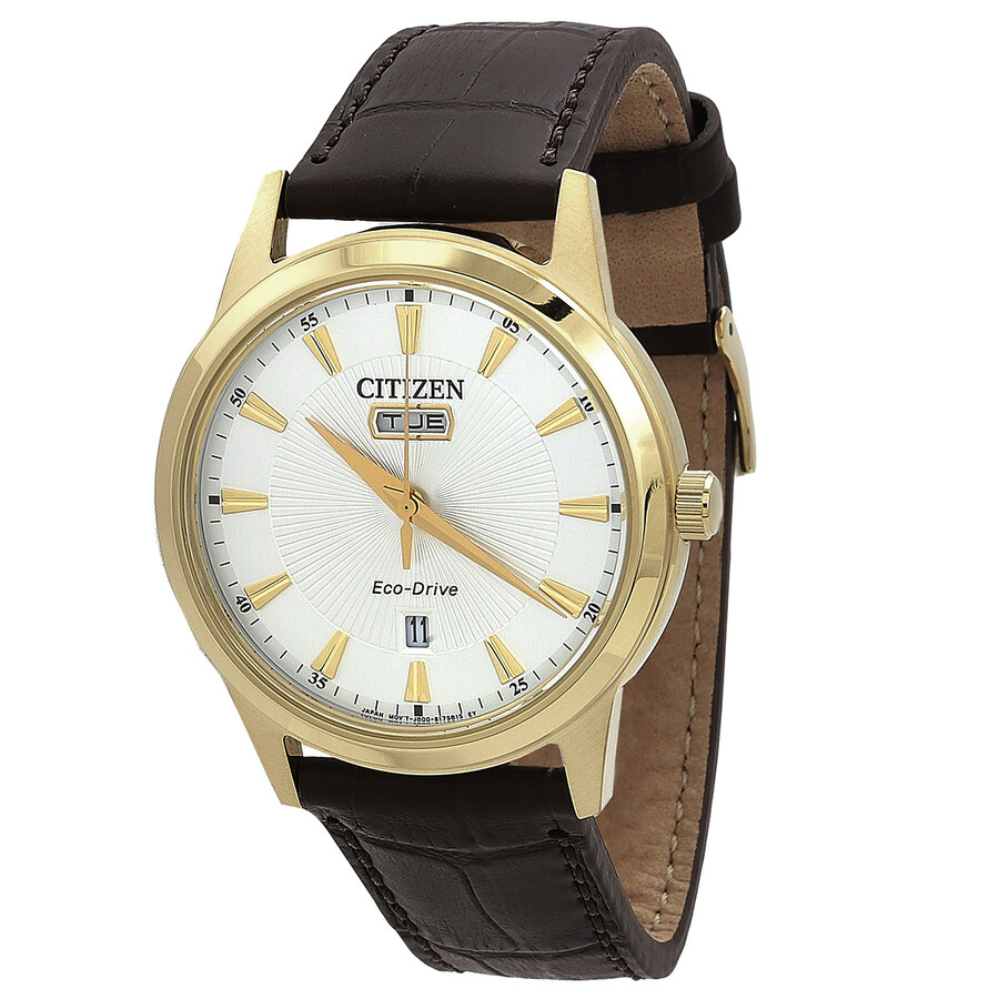 Shop Citizen Eco-drive Light Ivory Dial Men's Watch Aw0102-13a In Brown / Gold Tone / Ivory