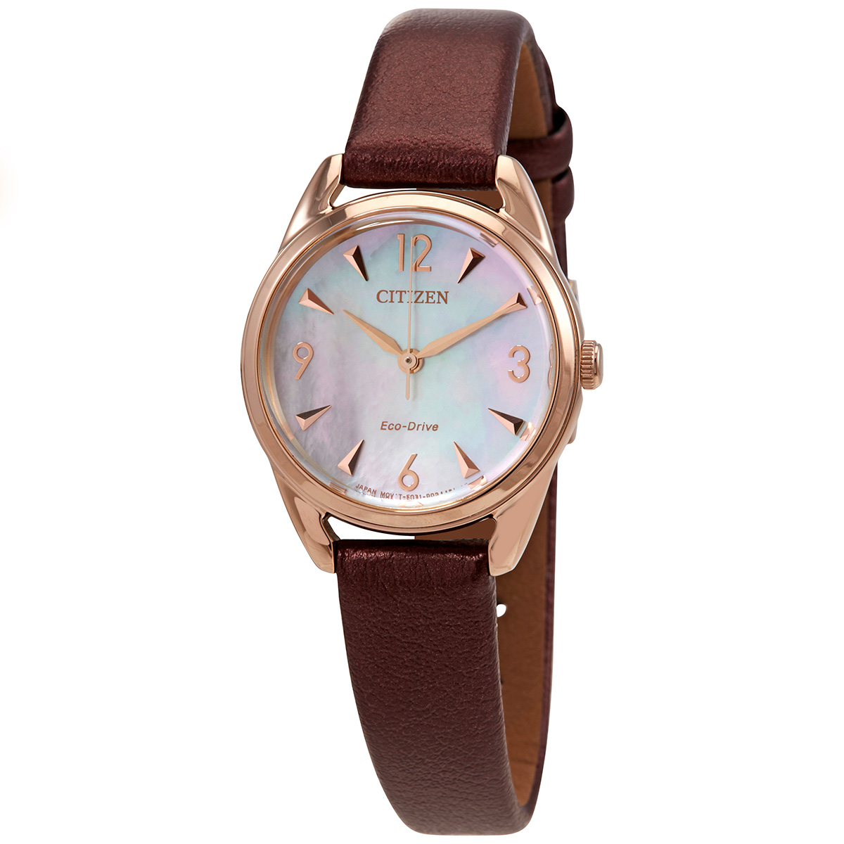 Citizen Eco-Drive Mother of Pearl Dial Brown Leather Ladies Watch EM0686-14D
