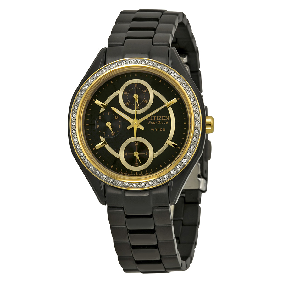 Citizen Eco-Drive POV Multi-Channel Black Dial Black-plated Ladies Watch FD1068-53E