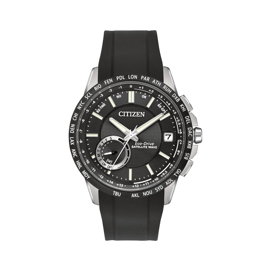 Citizen Eco-Drive Satellite Black Dial Rubber Strap Men's Watch CC3005-00E