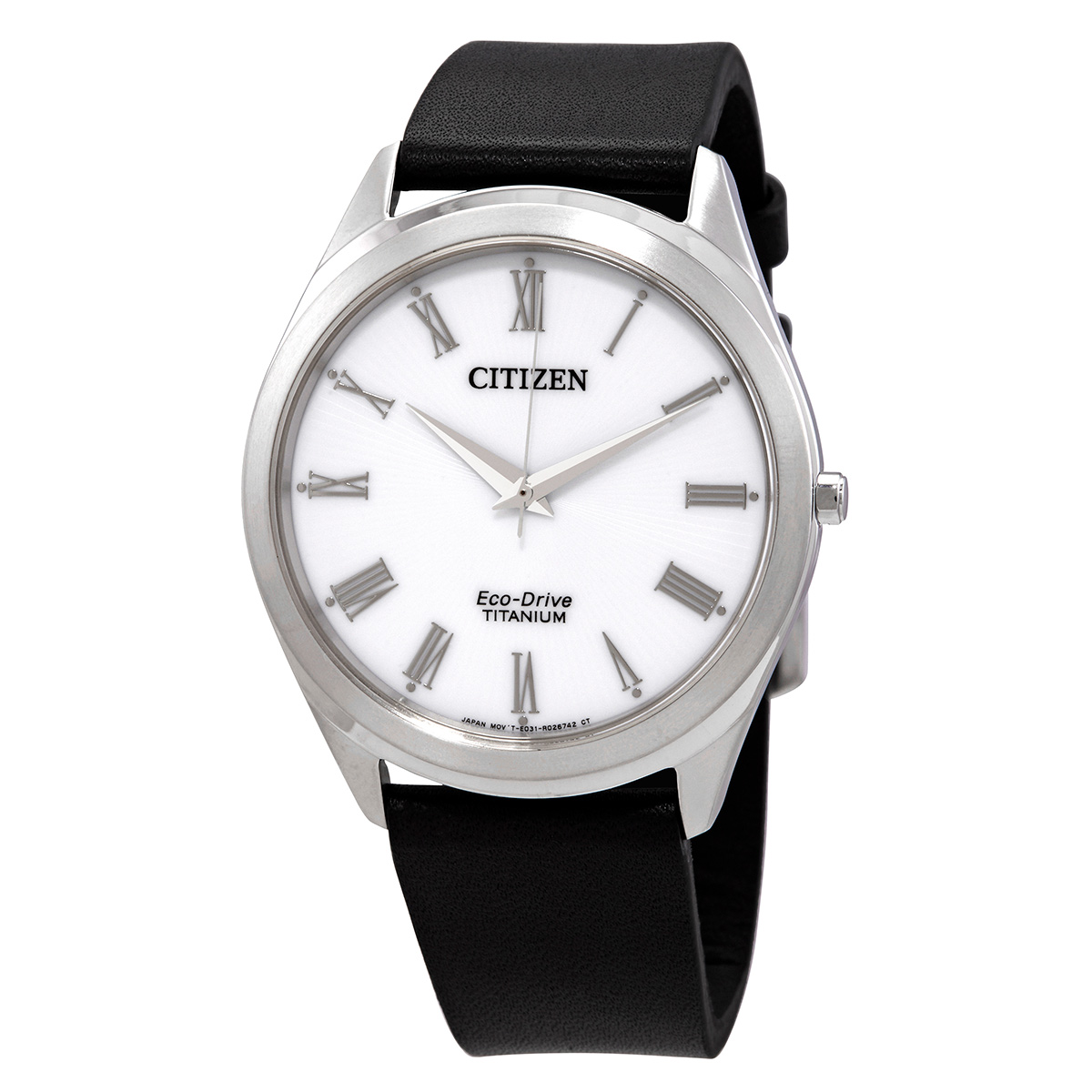 Citizen Eco-Drive Silver Dial Black Leather Men's Watch BJ6520-15A