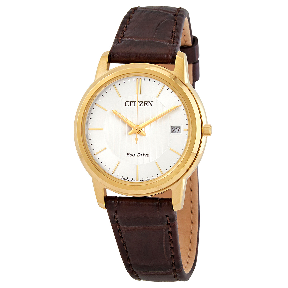 Citizen Eco-Drive White Dial Brown Leather Ladies Watch FE6012-11A