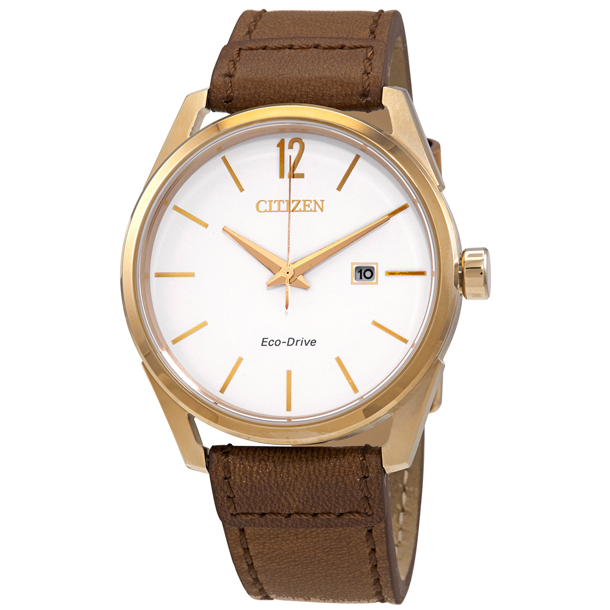 Citizen Eco-Drive White Dial Brown Leather Men's Watch BM7418-17A
