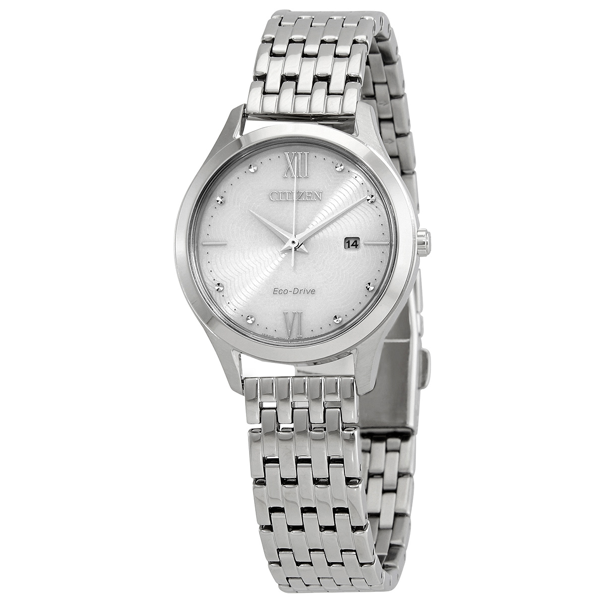 Citizen Eco-Drive White Dial Stainless Steel Ladies Watch EW2530-87A