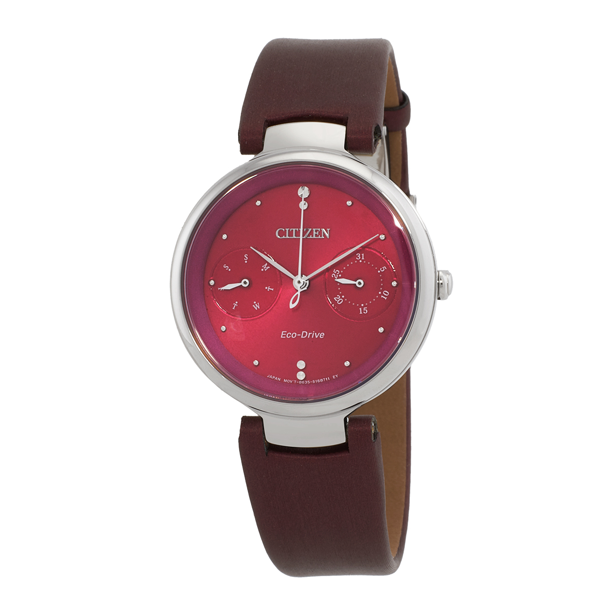 Citizen L Eco-Drive Red Dial Ladies Watch FD1100-10X