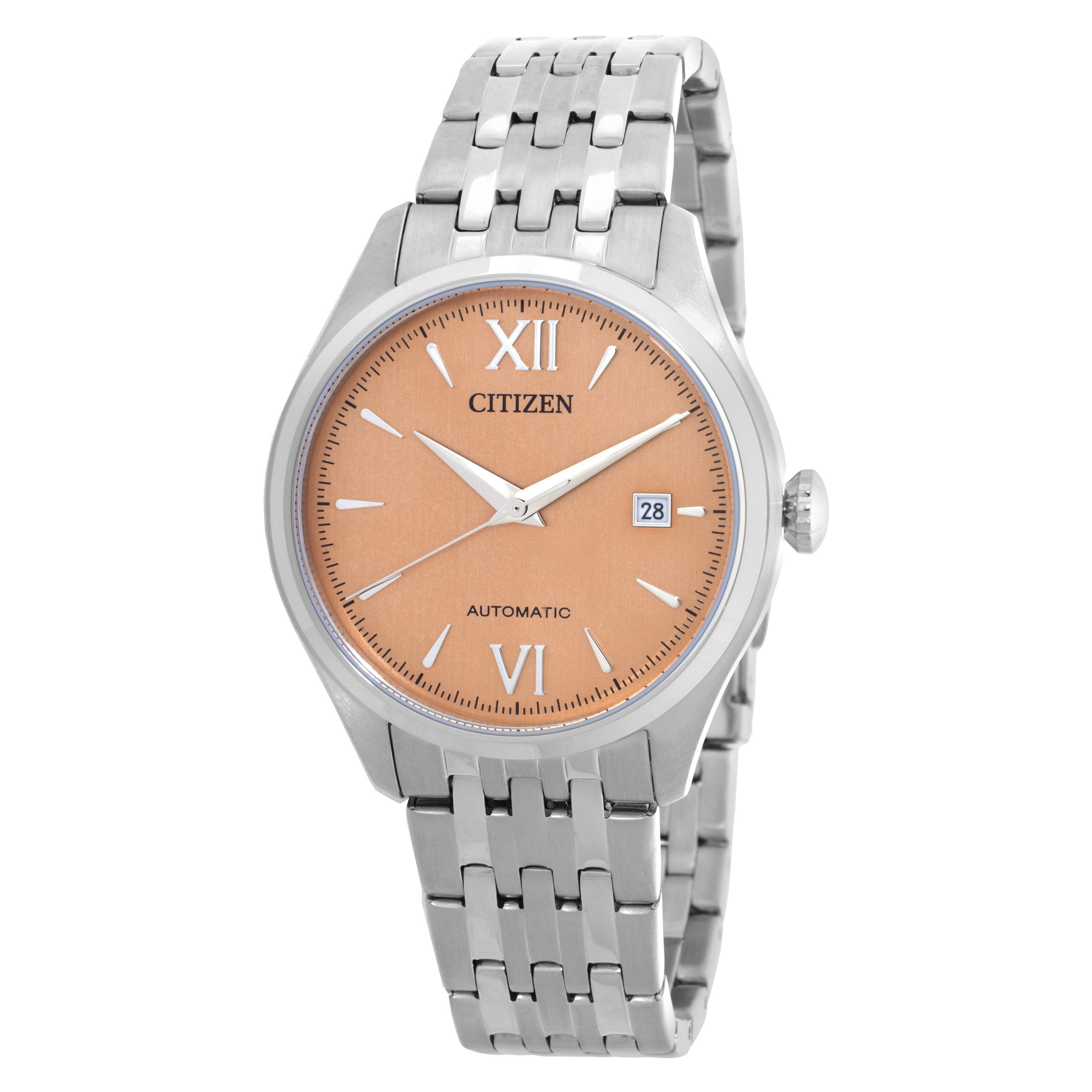 Citizen Mechanical Automatic Orange Dial Men's Watch NJ0240-55X