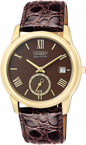 Citizen Men's Eco Drive Dress Brown Leather Bracelet Watch BV1002-03X