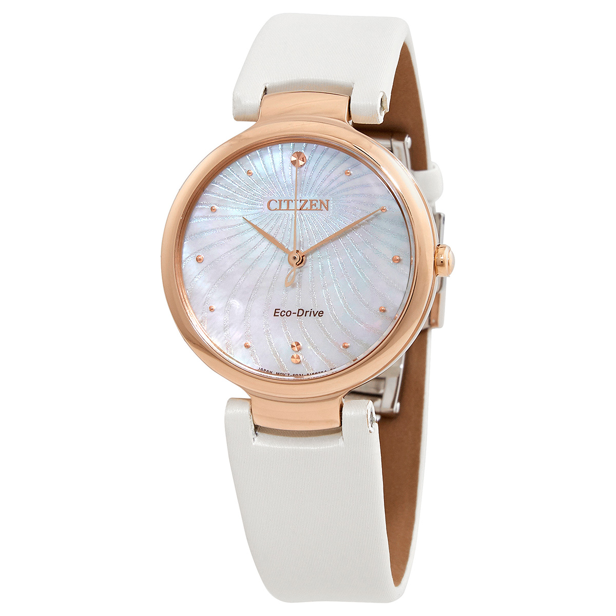 Citizen Mother of Pearl Dial White Satin Ladies Watch EM0853-22D
